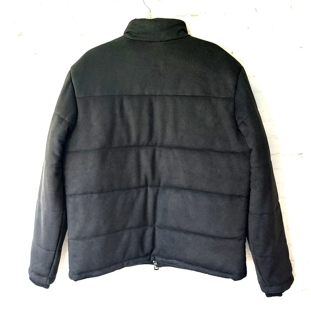 NWT Whet Blu Brady Mens XL Black Vegan Faux Suede Puffer Full Zip Jacket $199.00